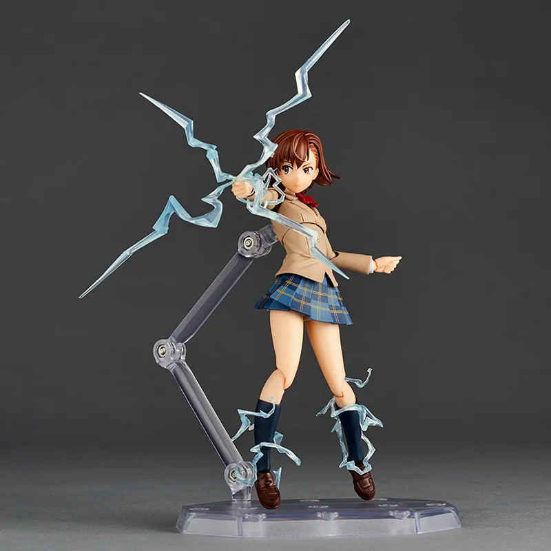 Original Kaiyodo A Certain Scientific Railgun T Amazing Yamaguchi Revoltech NR043 Mikoto Misaka Winter Uniform Ver Figures Model