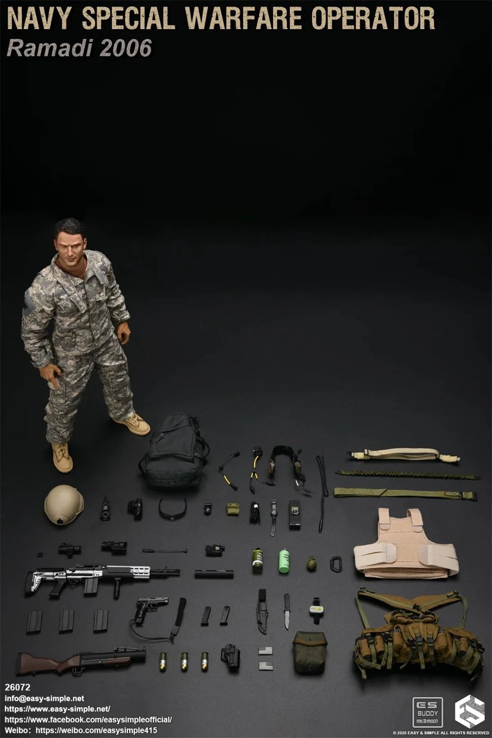 1/6  Easy&Simple ES 26072 US. Soldier Doll Operation Unit Full Set Moveable Action Figure About 12" Gift For Fans