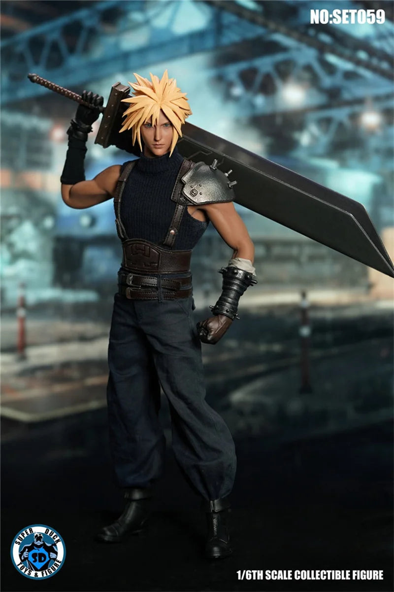 SUPER DUCK SET059 1/6 Fantasy Cloud Strife Head Sculpt Cosplay Costume Prop Accessory Set Fit 12in Male TBL M32 Action Figure