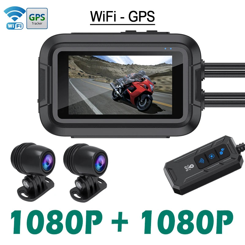 Dual 1080P Motorrad DVR Ganzkörper wasserdichte Moto Kamera WiFi GPS Dash Cam Vorne Hinten Fahren Video Recorder Black Box