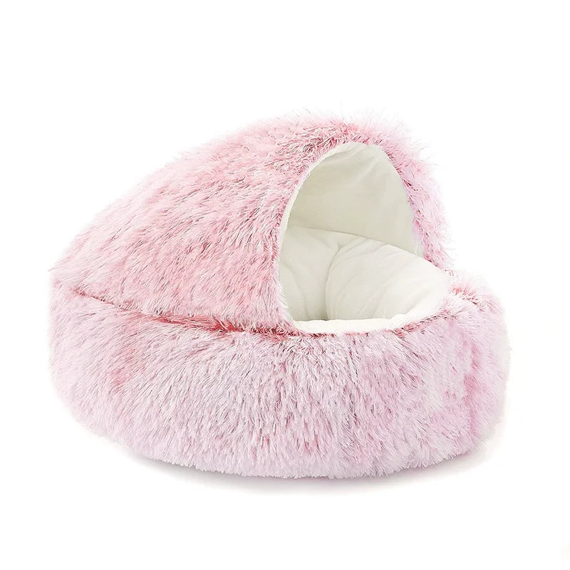 40/50/60cm Autumn and Winter Round Cat Bed Warm Soft Plush Shell Style Sleeping Nest for Small Medium Large DogCat Katzenzubehör