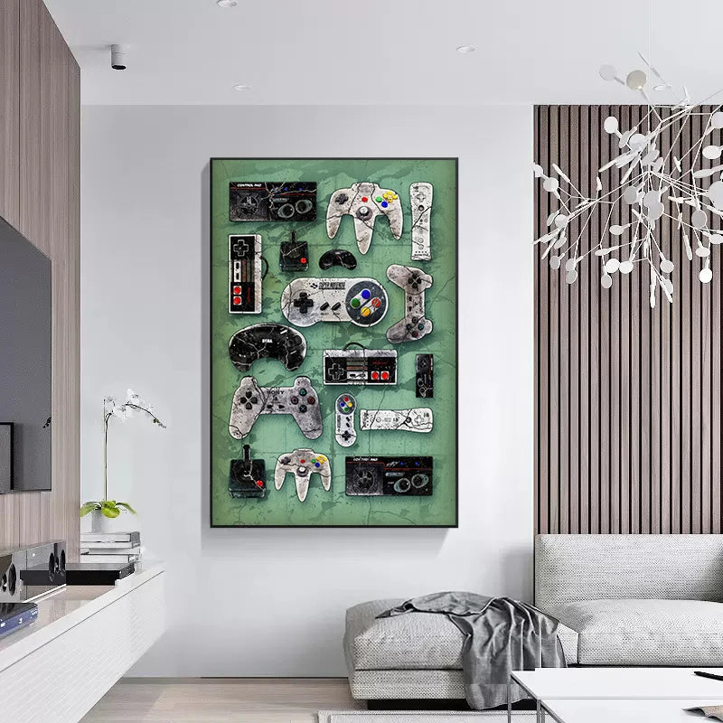 Moderne Gamepad Handheld Spielkonsole Controller Poster Leinwand Malerei Wand Bild Für Gamer Spiel Zimmer Hause Dekoration