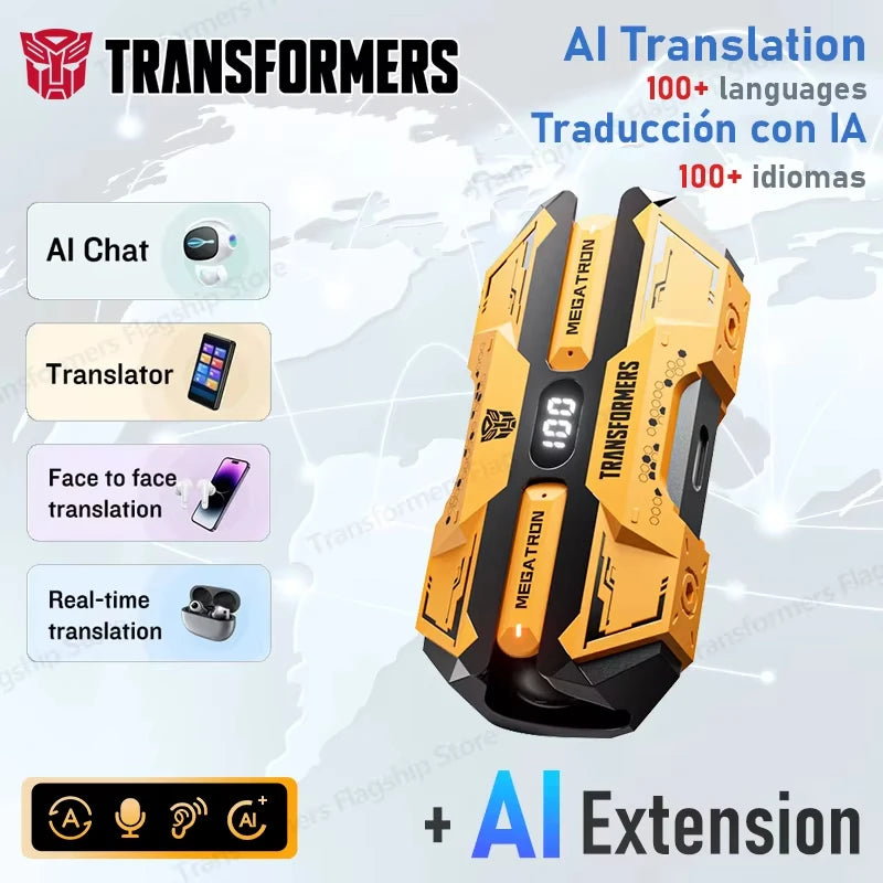 Нови Transformers TF-T51 AI TWS Bluetooth V5.4 слушалки с превод в реално време и AI чат слушалки за запис на срещи