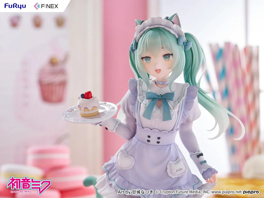 FuRyu F:NEX Nachoneko 1/7 Hatsune Miku X Nachoneko Cat Ear Maid Dress PVC 25CM Anime Action Figures Model Collection Toy