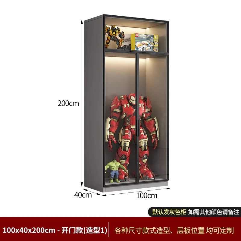 Customized Bookcase Glass Door Dust-proof Bookshelf Figure Lego Model Display Home Living Room Display Wine Cabinet Transparent