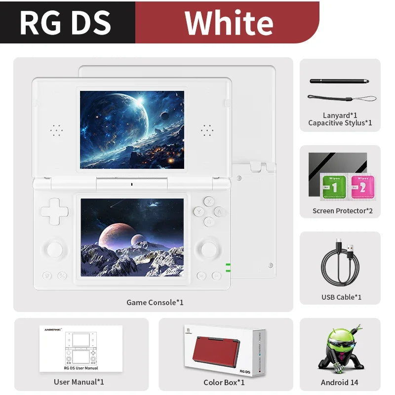 Anbernic RG DS Handheld Game Console Player Dual 4.0 IPS Screen Android 14 Dual App Split Retro Video Game Consoles  Hall Switch