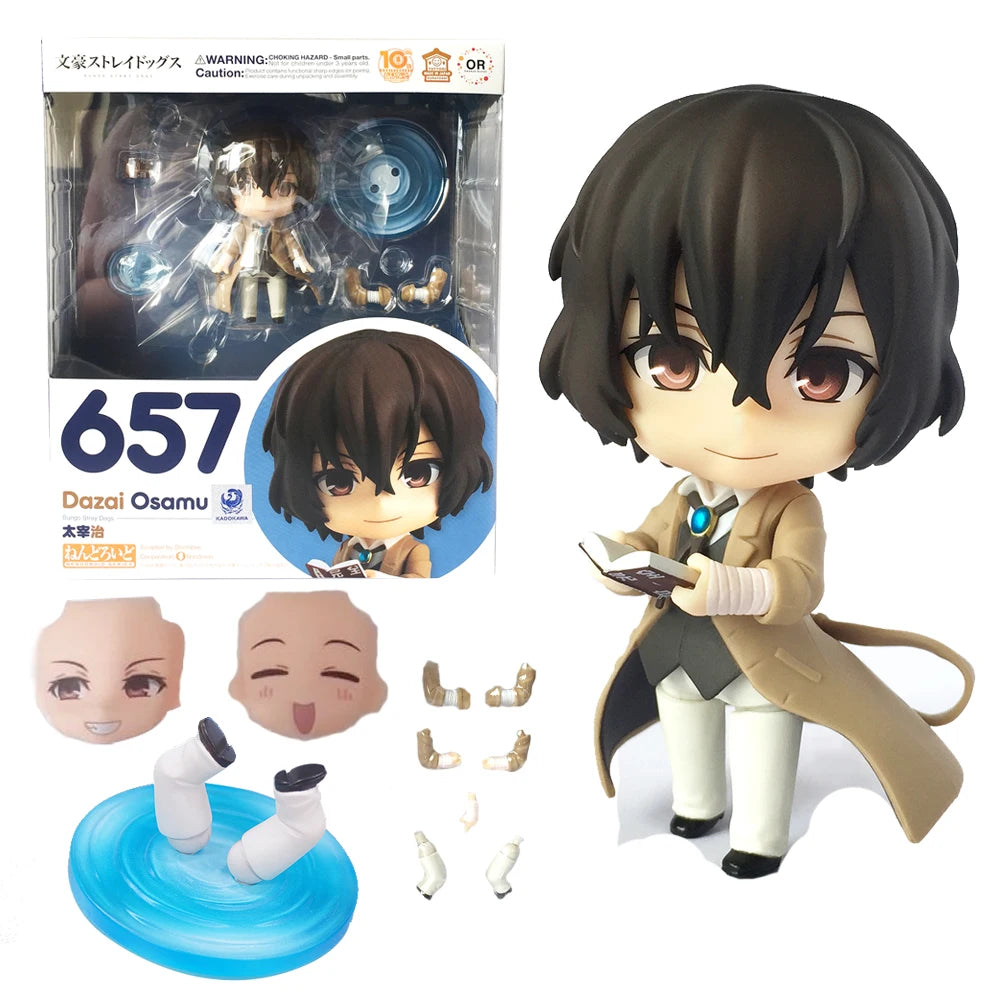 10CM Anime Bungo Stray Dogs Dazai Osamu Figure Action #657 Replacement Face Accessories Model Toy Gift Collection PVC OB11
