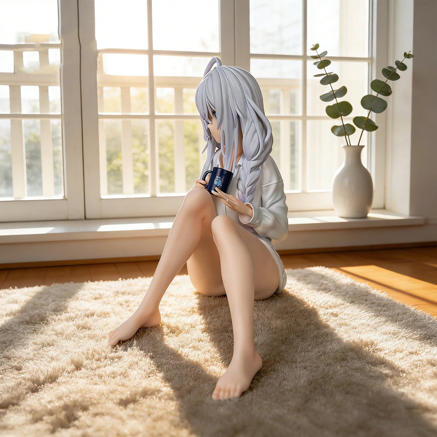 Hot The Journey Of Elaina Elaina Sitting In Pajamas Anime Girl Figure 11cm Model Statue Collection Desktop Decoration Toys