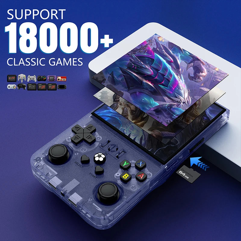 R36 Max Original Console Handheld Game Players 4inch IPS Screen Open Source Console Retro Pocket Video Player 64G/128G Fast Ship