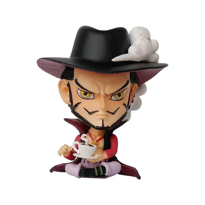 Hot 8-10cm One Piece Anime Figure Confident Smiley Luffy Roronoa Zoro Q-Version Action Figurine PVC Model Kids Toy For Christmas