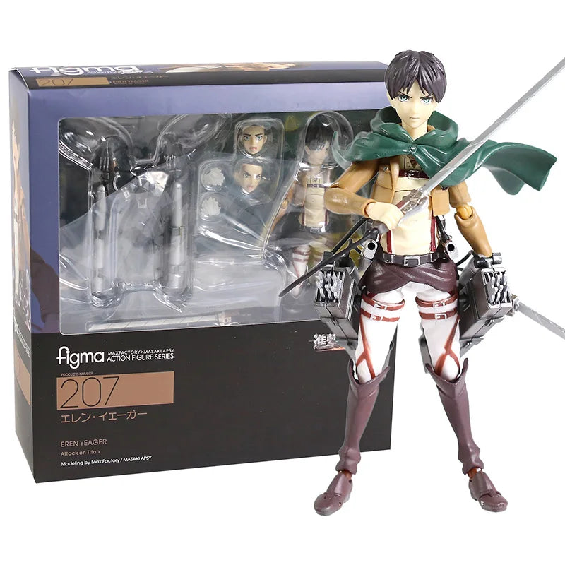 Figma  Eren Jaeger 207 Mikasa Ackerman 203 Levi Ackerman 213 Collection Action Figure Toy Decoration Model