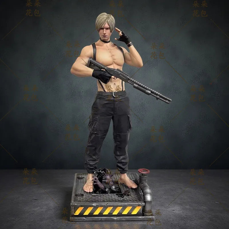 32cm Resident Evil Leon S. Kennedy Zombie Hunter Statue - Game Character Figure, Premium Collectible Desktop Model