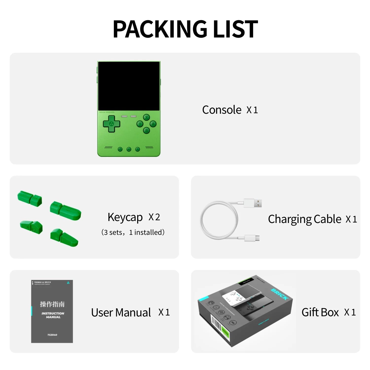 TRIMUI BRICK Hammer Handheld Game Console CNC Aluminum Alloy 3.2''IPS Screen A133P Linux OS LED Lighting Free Keycap Palyer Gift