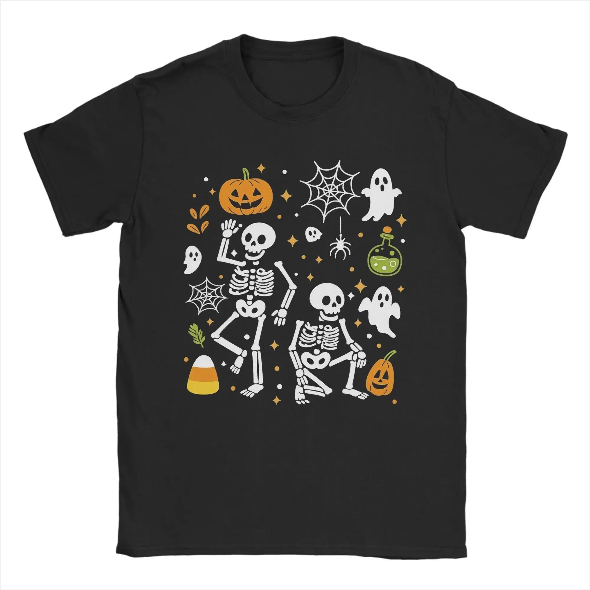 Loween Skeleton Trump Pumpkin Ghost Funny T-irt Damen Ciwalk PU Leder Neun Sve Rund Ne Cleanfit Sle