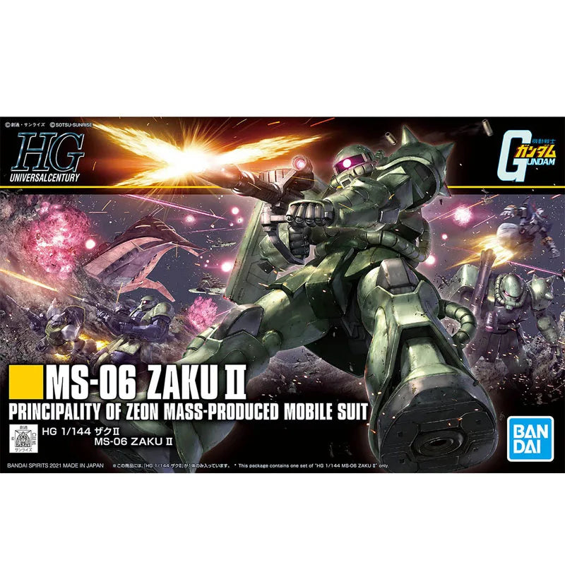 Bandai Original Genuine Figure Gundam Model Kit Anime Figures HGCE 1/144 MS-06 Zaku II Collection Model Action Figure Toys Gifts