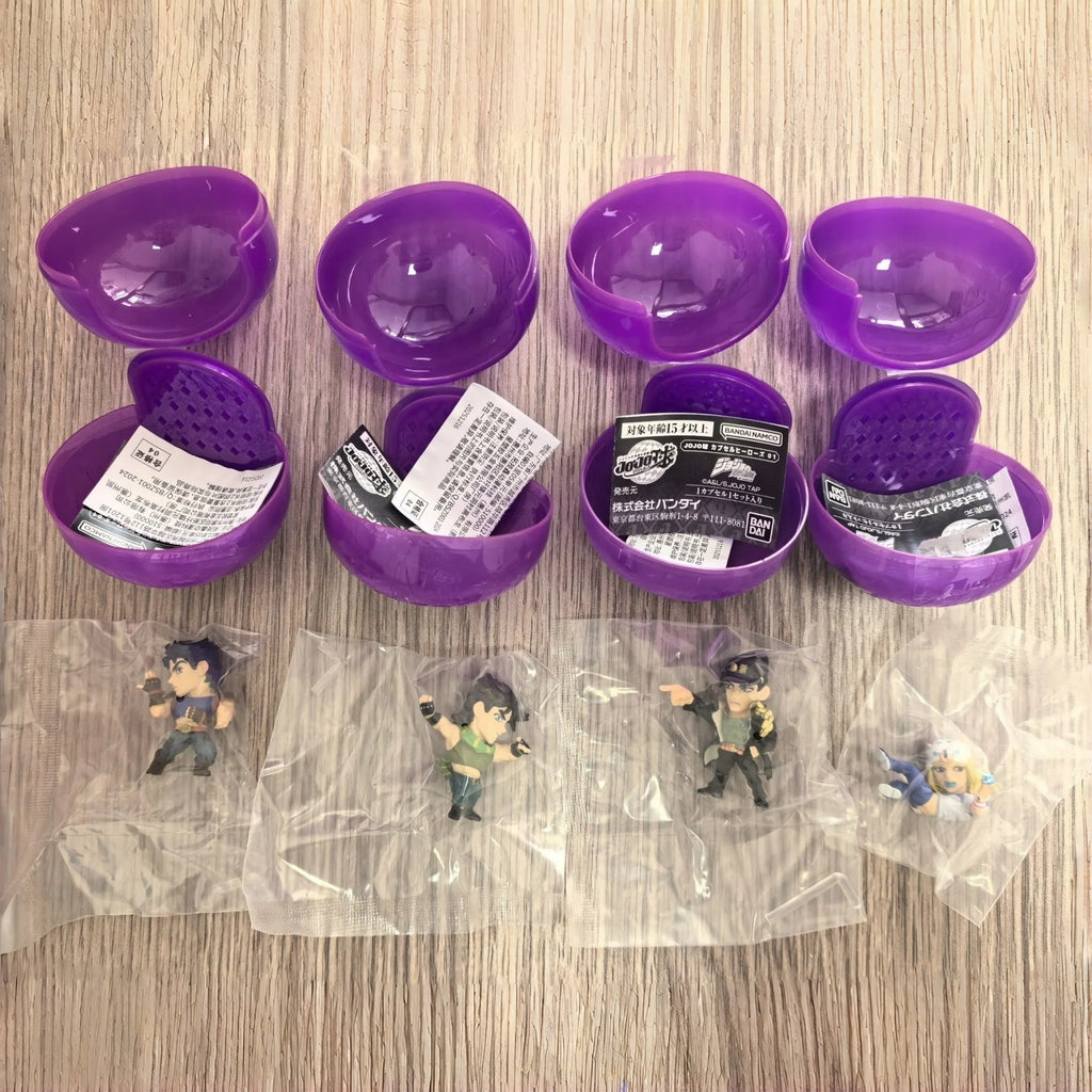 Bandai Original 4pcs Gashapon Jojo'S Bizarre Adventure Toys Joseph Joestar Jotaro Kujo Mini Toy Collectible Model Ornaments