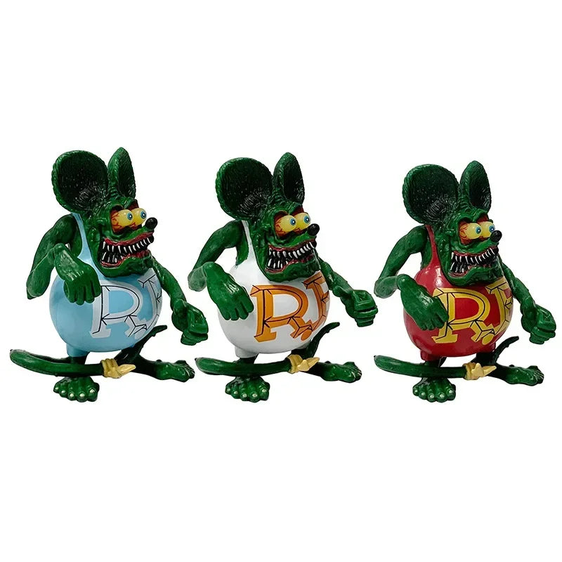 11cm Crazy Mouse Fink Legendary RAT FINK Oil Mouse 3 Doll Handheld Ornament Model Doll Toy Christmas Children's Gift  Brinquedos