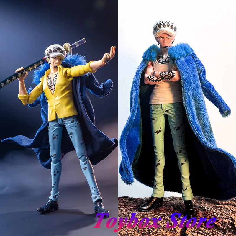 SHF 1/12 Anime One Piece Trafalgar D. Water Law Blue Hoodies Black Windbreaker Jujutsu Kaisen Sukuna Cloth Long Robe 6" Figure