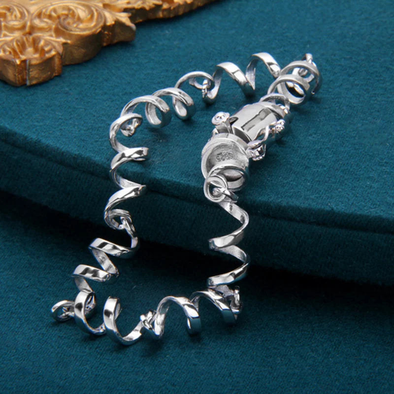 Bracelet Bangle Real 925 Sterling Silver Men Women Smooth Surface Winding Coil Chain Fine Jewelry 2024 Free Delivery Shipping B5