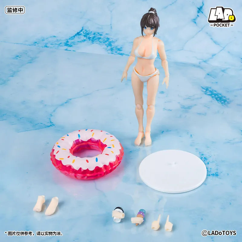 LADOTOYS LAB Pocket Swimsuit Girl Articulated Action Figure Collectible Anime Figurine For Desktop Display Anime Fans In Stock