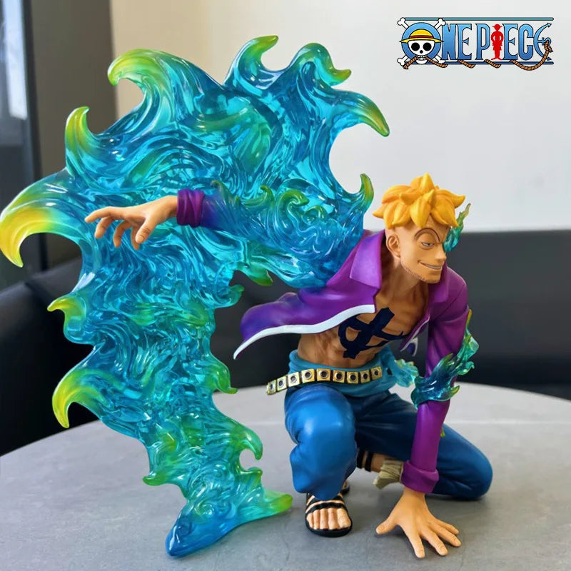 Фигурка One Piece - Статуя на клекналия Феникс Марко, Аниме Митичен Зоан Модел със Сини Пламъци, Колекционерски Дисплей