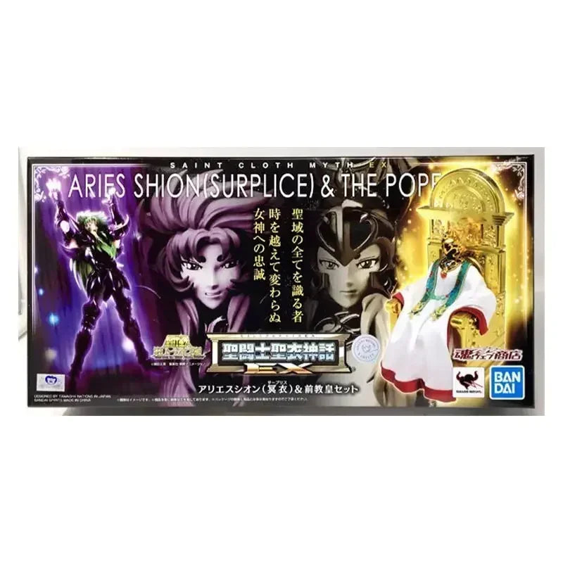 In Stock BANDAI Saint Cloth Myth EX Aries Saian Vestments & Former Pope Set Saint Seiya Pluto Anime Figure Model