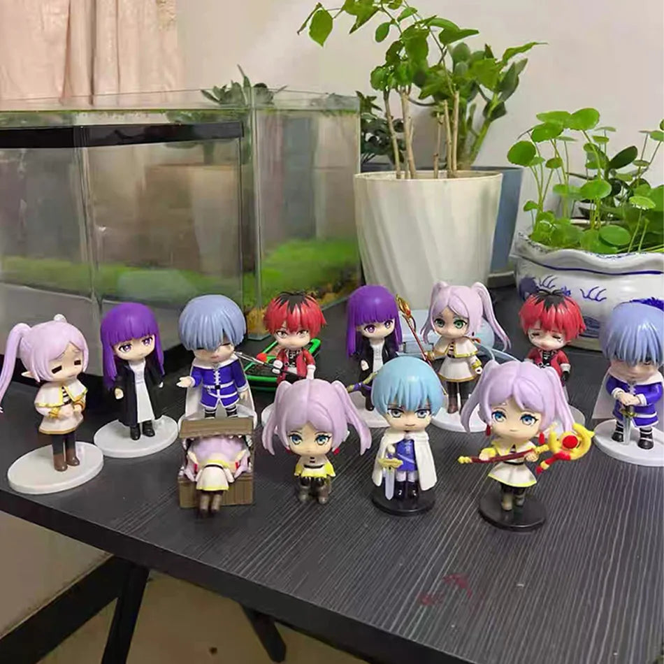 Bandai Sousou no Frieren 8Pcs Q Version Figures Set Frieren Fern Stark Himmel PVC Collectible Model Toy Gift for Anime Fans