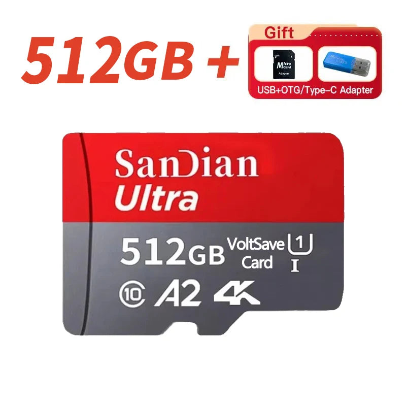 New 2TB Micro TF/SD Card 256GB 512GB Class 10 High Speed Memory Card Large Capacity 1TB Memory SD Card for Laptop/MAC/Phones