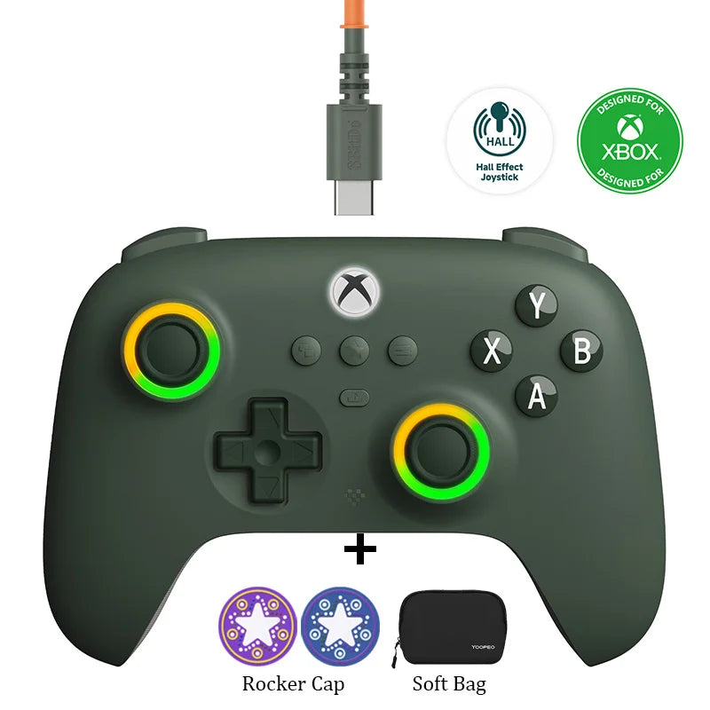 8BitDo Ultimate C Wired Controller For Xbox Series S, X, Xbox One RGB Lighting Fire Ring Hall Effect Joysticks For Windows 10/11