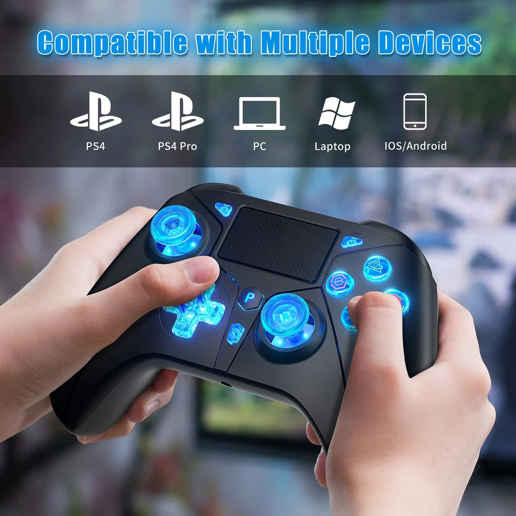 Wireless Controller for PS4 consolas , Compatible with Ps4 /Slim/Pro/ PC,gamepads Support Turbo Function with RGB Button Light