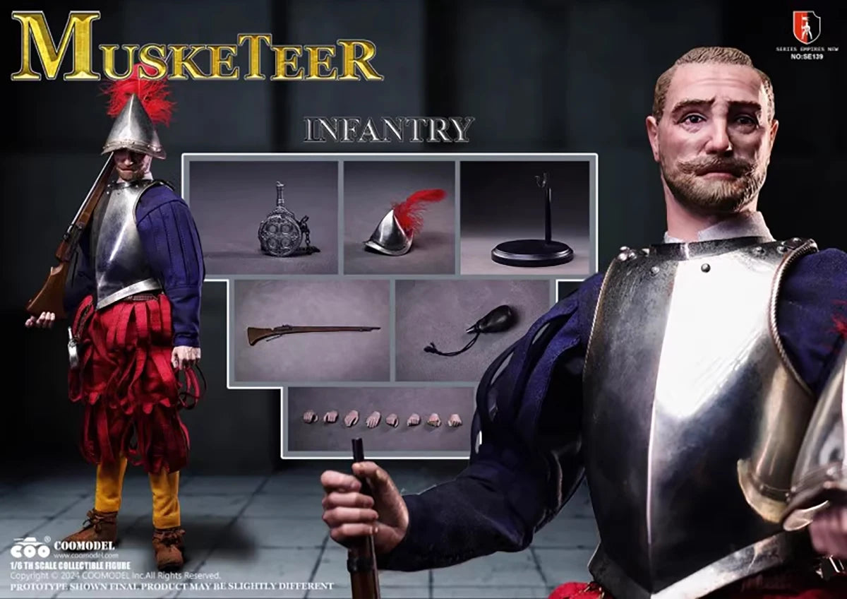 COOMODEL SE138 SE139 1/6 Empire Series-Spanish Conquistador Musket Infantry Commander Action Figure Toy Gift