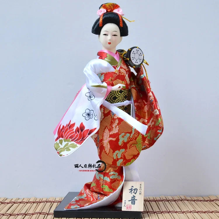 12inch Japanese Geisha Doll Statuette Sitting Figurine Japanese Kimono Kokeshi Kabuki Geisha Handicraft Ornament Birthday Gift