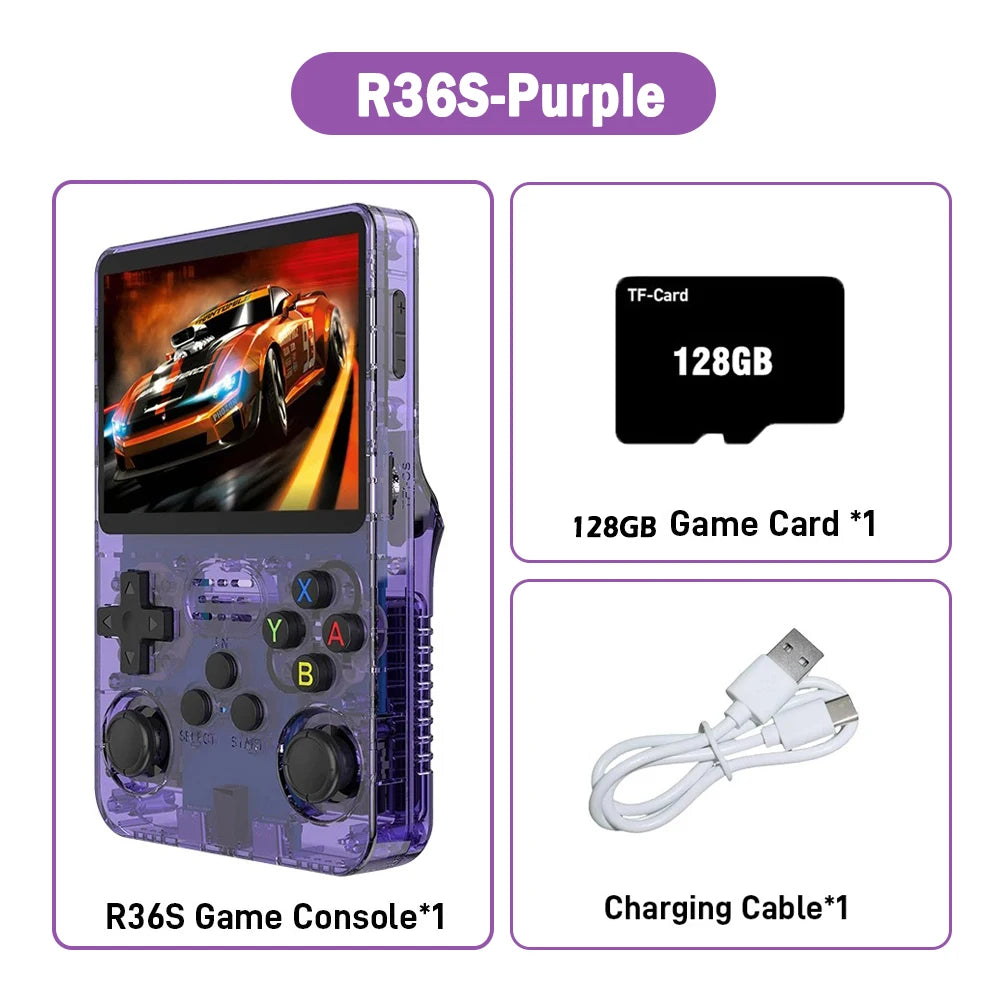 R36S Retro Handheld Video Game Console Linux System 3.5 Inch IPS Screen R35s Pro Portable Pocket Video Player 64GB/128G Games
