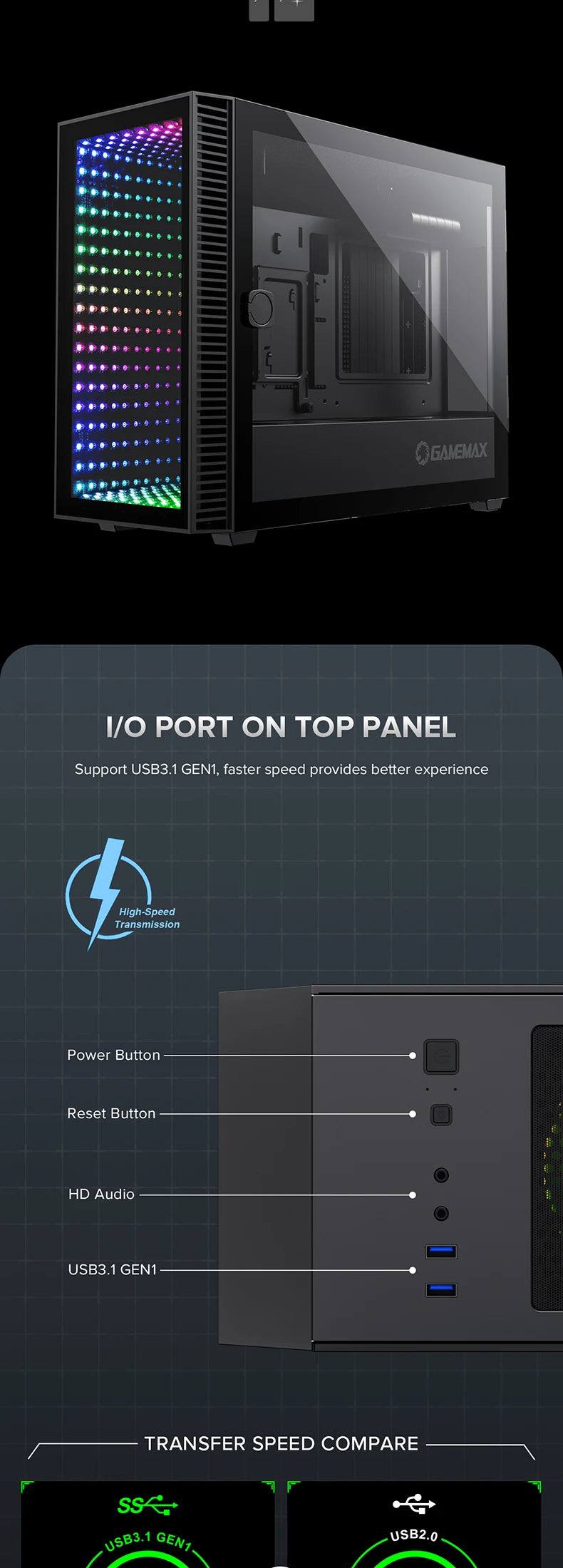 Gaming-PC Desktop-Computer Gaming ITX ATX Computergehäuse 