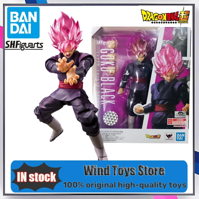 En Stock 100% Original Bandai S.H.Figuarts SHF Goku Negro Super Saiyan Rose Rerelease Edition Dragon Ball Super Anime Juguetes