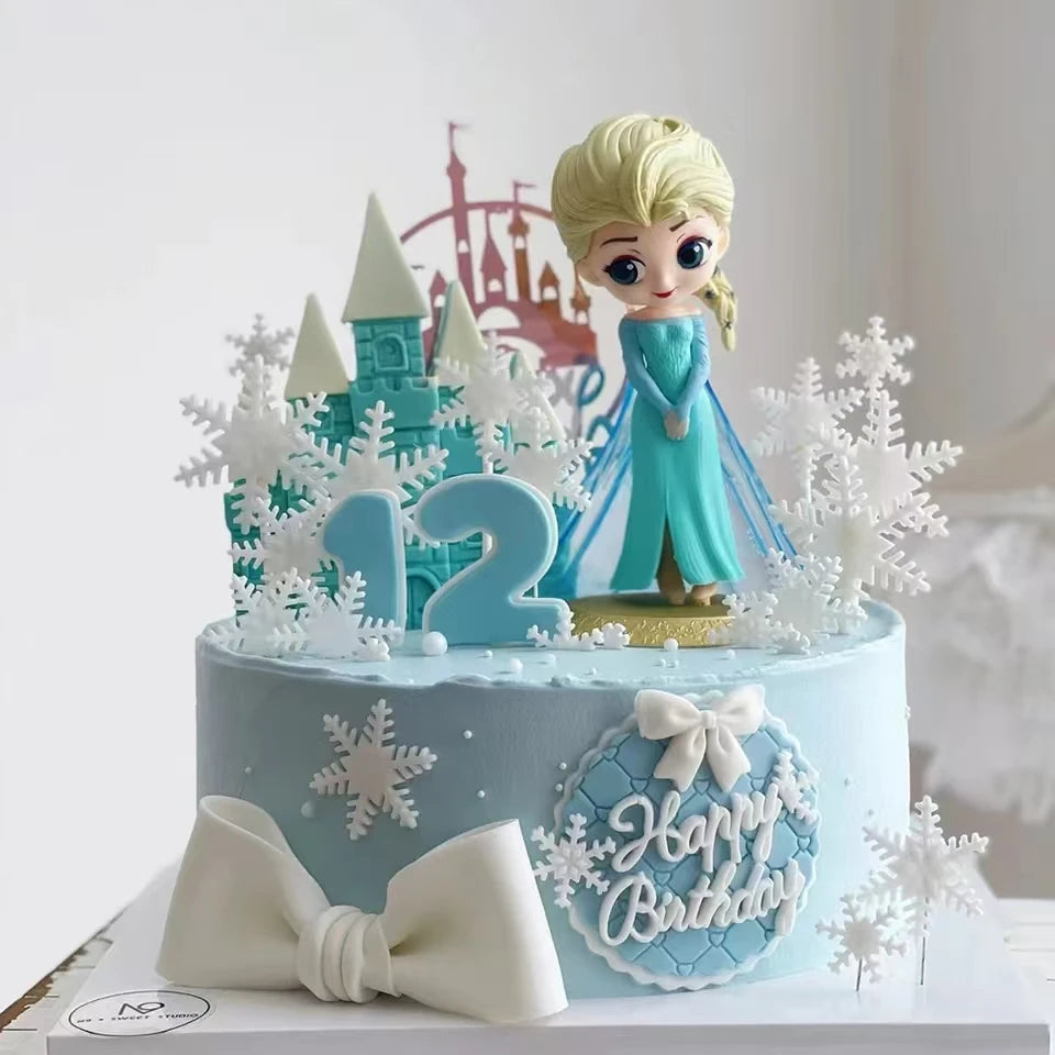Cartoon "Frozen" character model toy Elsa Anna Princess Castle cake decoration ornaments party supplies gifts for children