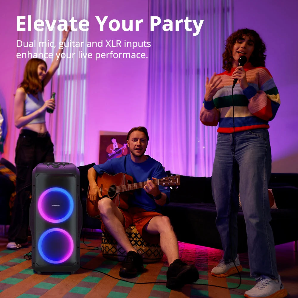 Tronsmart Halo 300 Speaker, 240W Partybox, Bluetooth Party Speaker with Guitar/Mic/XLR Input, TWS, 20-Hour Playtime, APP Control