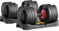 Adjustable Dumbbells 25 to 52.5 Pounds, 9 to 15 Inches - Complete Set for Full-Body Exercise and Fitness Training