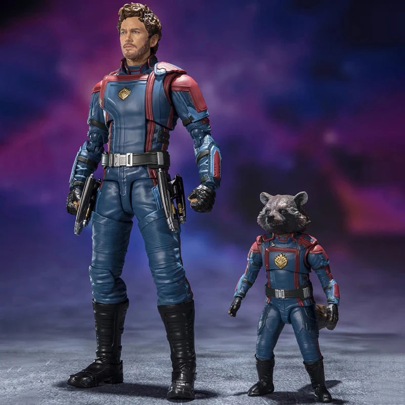 Original Bandai S.H.Figuarts Marvel Shf Star Lord Rocket Raccoon Guardians Of The Galaxy3 Action Figure Collection Gift