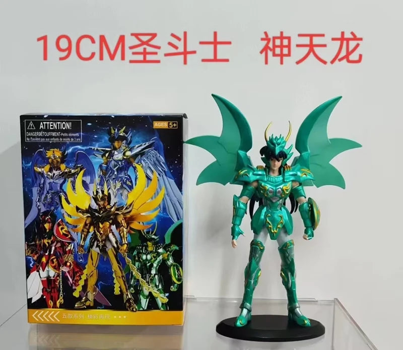 19CM Anime Figure Phoenix Ikki Hyoga Seiya Shiryu Standing Armor Model Children's Toys PVC Box Desktop Collection Decoration
