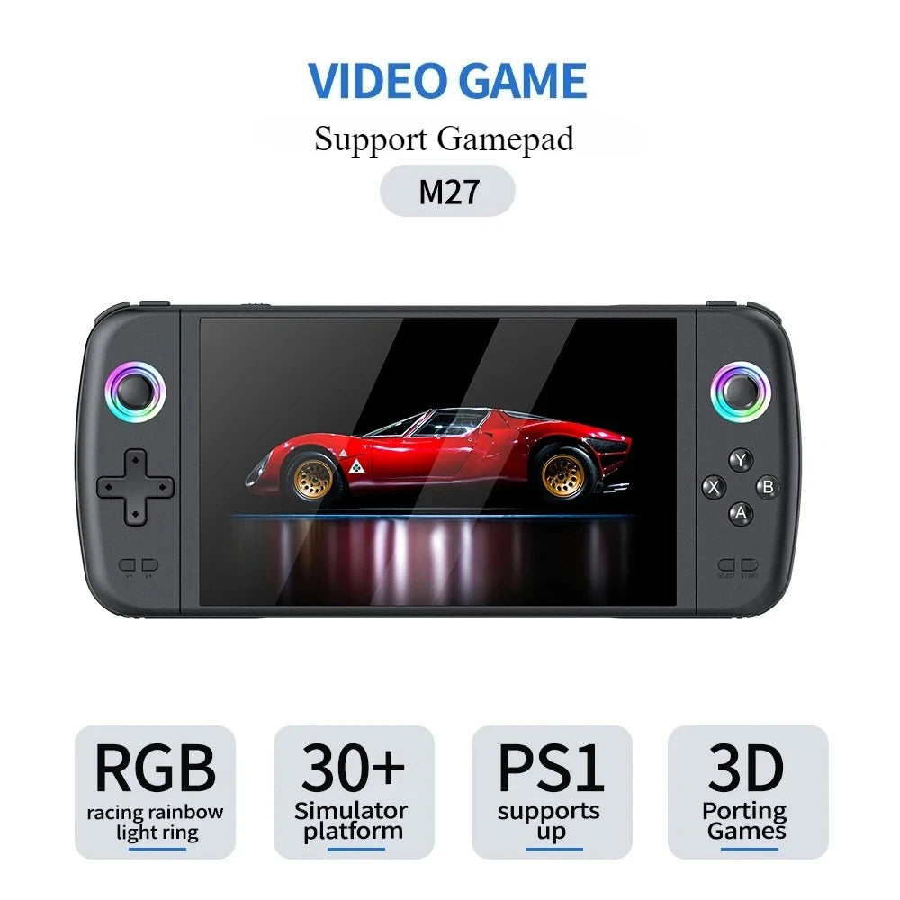 2025 new M27 Portable Pocket Retro Handheld Video Game Console 7.0Inch IPS Screen 1024*600 Display Support LINUX Emelec HDMI Out