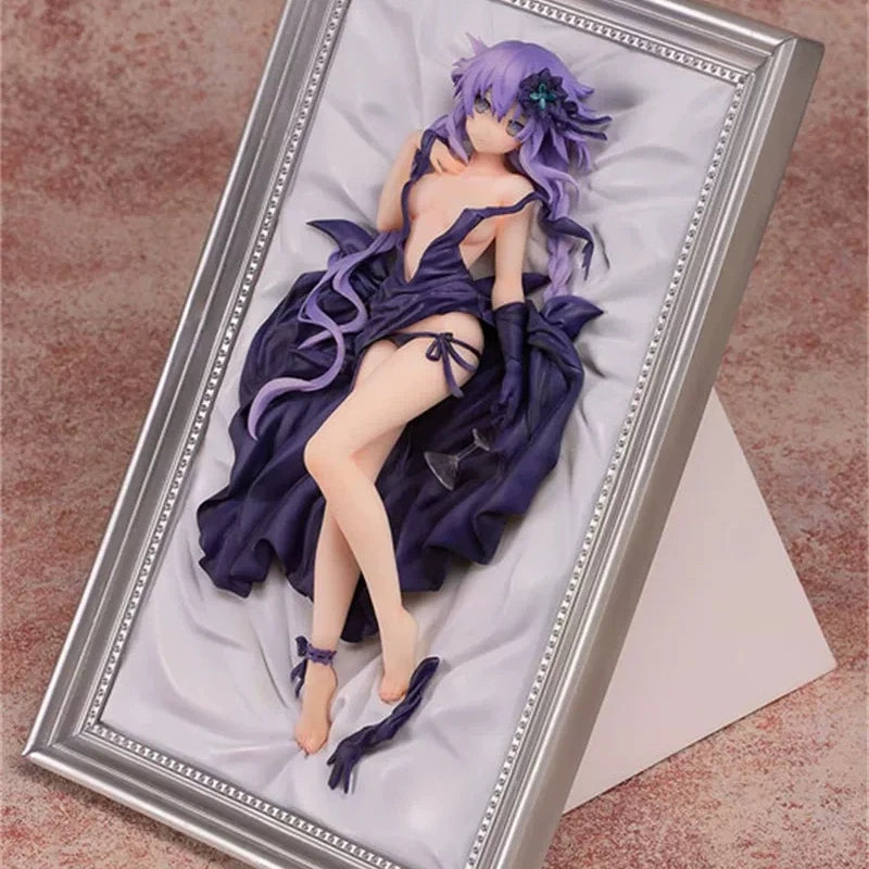 Hyperdimension Neptunia Anime Figure Purple Heart 1 8 Scale Nightgown Photo Frame Collectible Model For Anime Collection Lovers