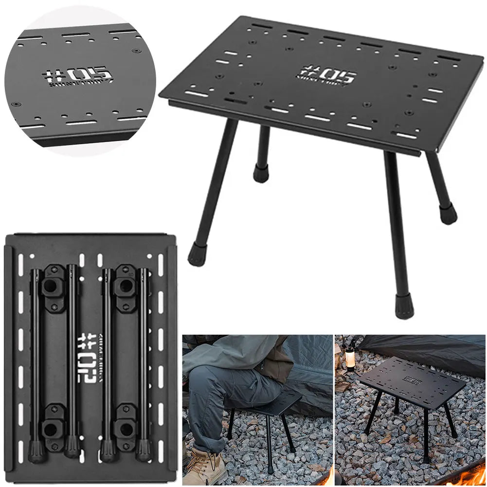 Tragbarer Klapptisch, Aluminiumlegierung, erweiterter faltbarer Campingtisch, multifunktionaler Angelhocker für Camping, Wandern, Picknick-Werkzeug