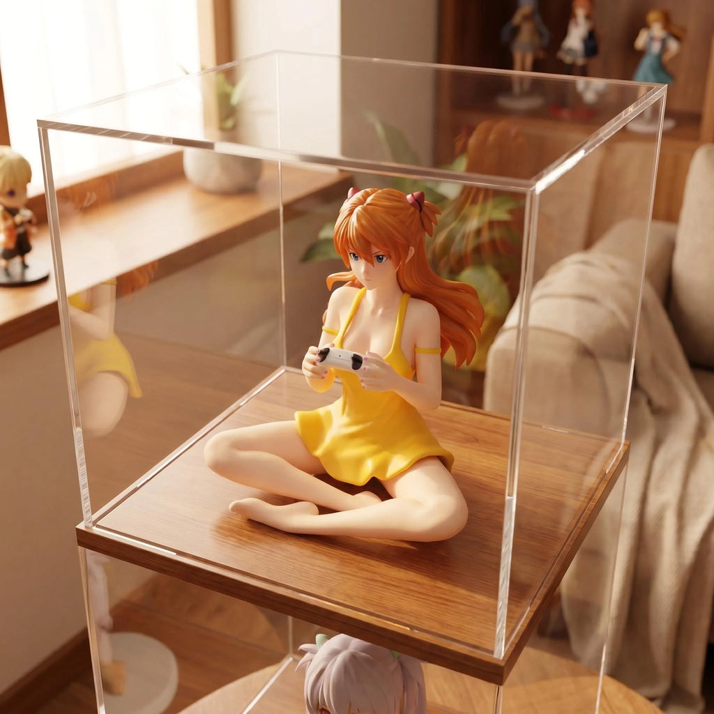 11cm Gaming Ver Figure EVA Kawaii Girl Yellow Dress Sitting Pose Anime Action Figurine Collectible Model Doll Birthday Gift