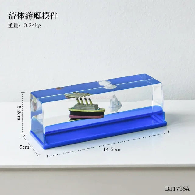 One Piece 3d Ship Fluid Drift Bottle Thousand Sunny Ship Going Merry Boat One Piece Floating Boat Ornament Decompression Gift
