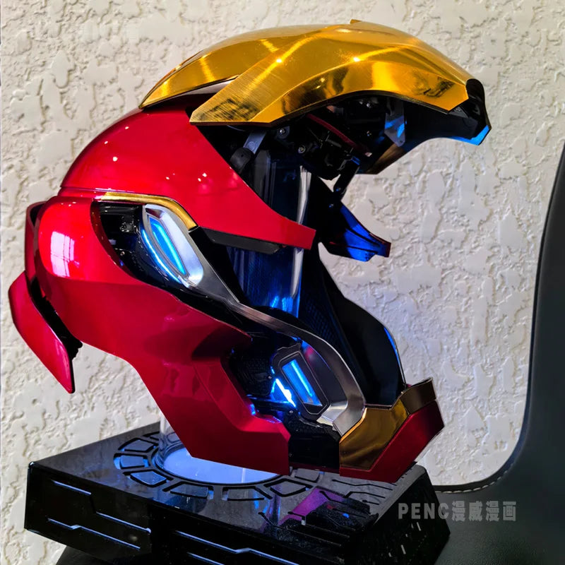 Mechahead Mk50 Jarvis Iron Man Marvel Helmet Luminous Voice Control Deformable Electric Opening Halloween Cos Mask Male XmasGift