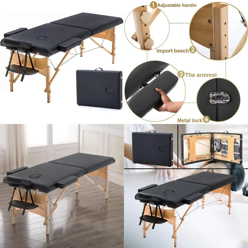 Portable Massage Table 24 Wide Lash Bed with Adjustable Height and Folding Design for Spa Use, Includes Non-Woven Carry Bag
