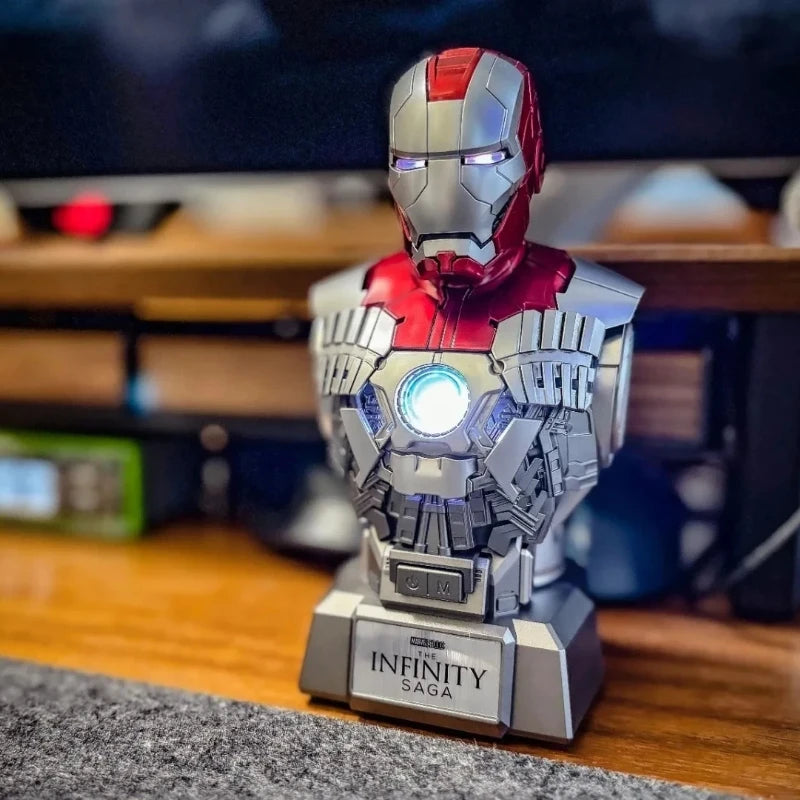 Marvel Iron Man MK5 Action Figure Bust Speaker Poseable Collectible with Bluetooth Cool Gadget Gift for Boys & Fans