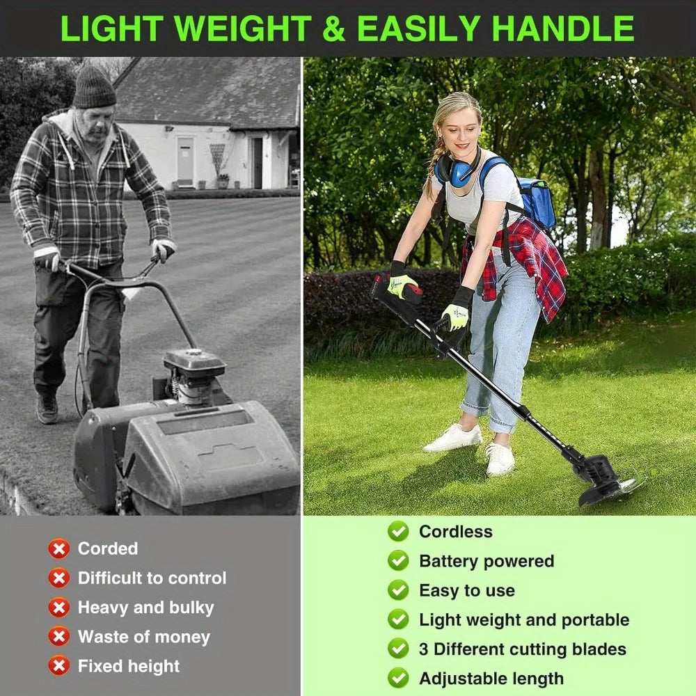 Wheels - equipped Rechargeable Cordless Lawn Mower for Yard Work