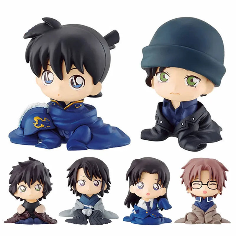 Anime Detective Conan q-version Mini Sitting posture Action Figure PVC Model Toys Doll Car ornament decoration Collectible Gifts